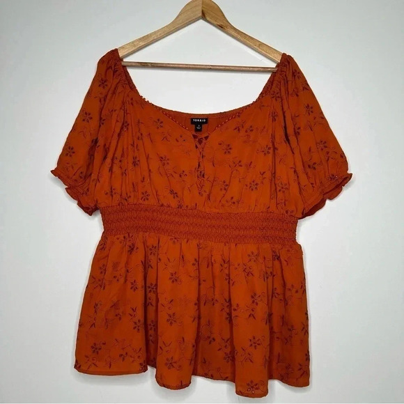 Torrid Orange Floral Peplum Top - Picture 3 of 9